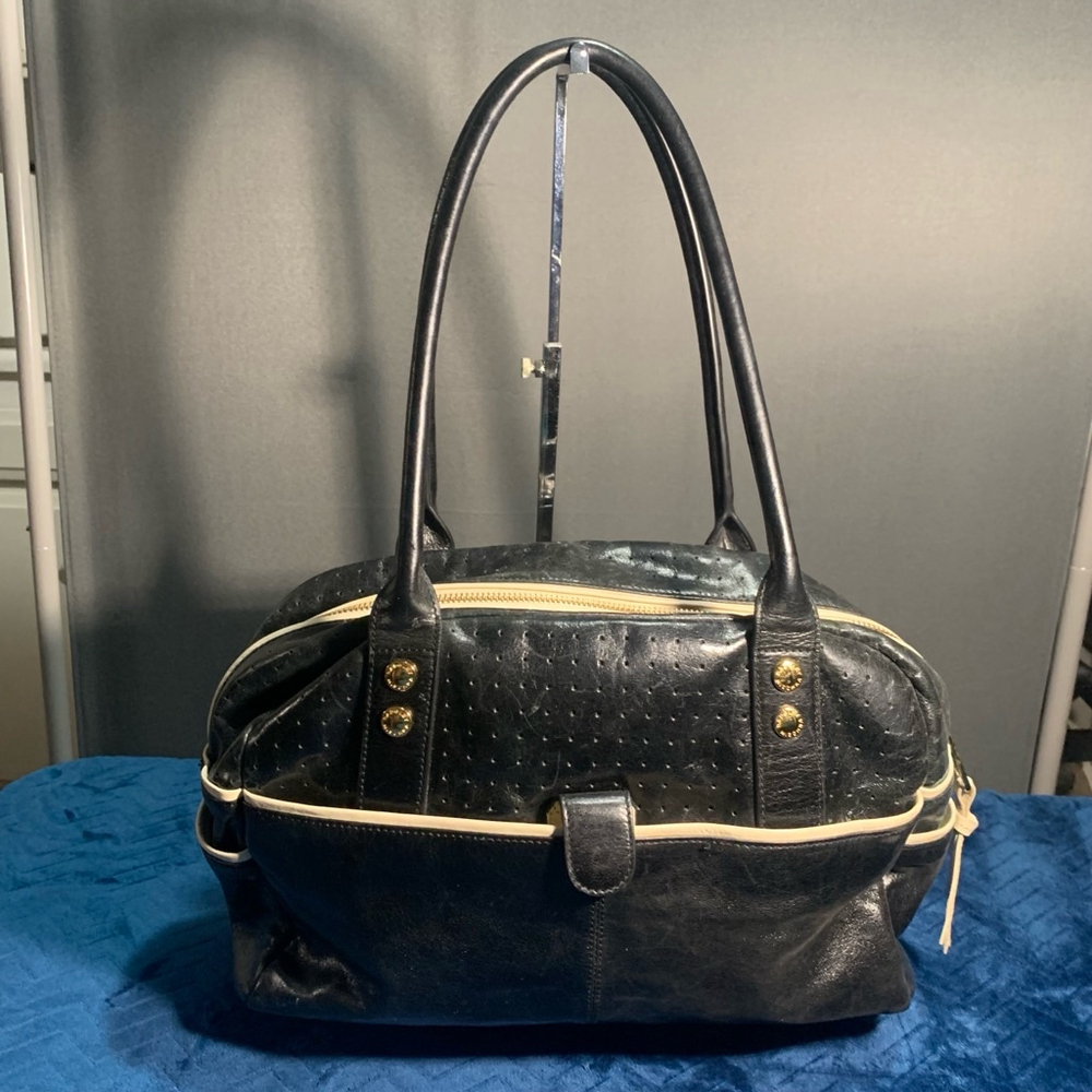 Vintage Women's Badgley Mischka weekender Handbag, Black & Off-White - Picture 5 of 10